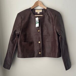 Michael Kors Dark Brown Leather Jacket